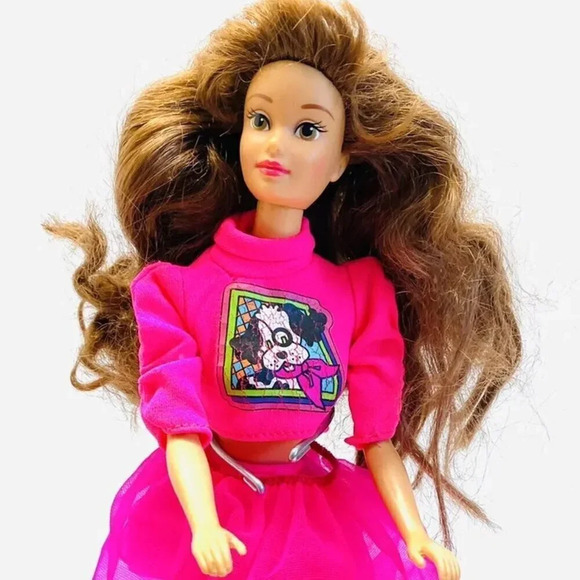 MATTEL BARBIE Disney Long Doll Brown Hair Eyes Three Piece Pink Outfit 12" Tall - Picture 1 of 12